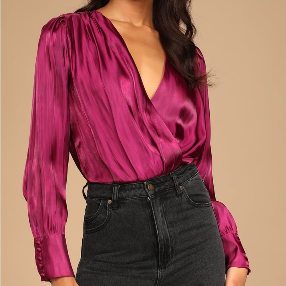 LULU’S• Women’s “Love Interest” Satin Bodysuit Size XS